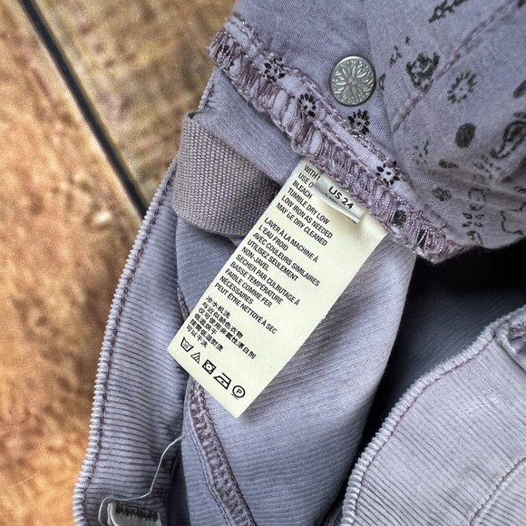 We The Free People Sun Chaser Corduroy Pants Size 24 Frosted Lilac Button Skinny - Picture 8 of 12